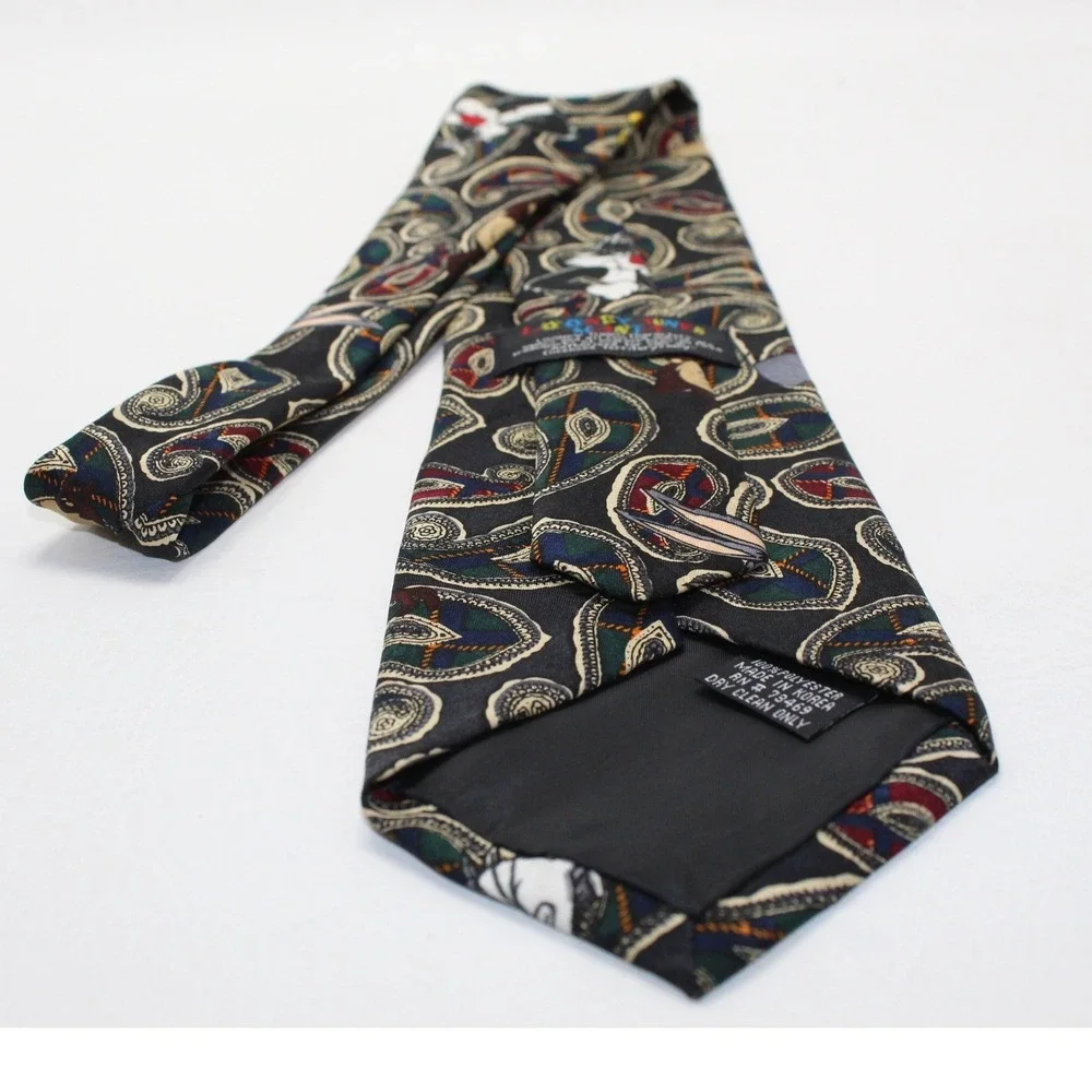 Vintage 1994 Looney Tunes Tie Paisley Character Necktie Bugs Bunny Sylvester